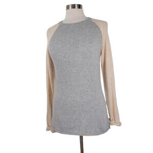 Dylan Womens Small Pullover Raglan Sweater Angora Blend Gray & Tan